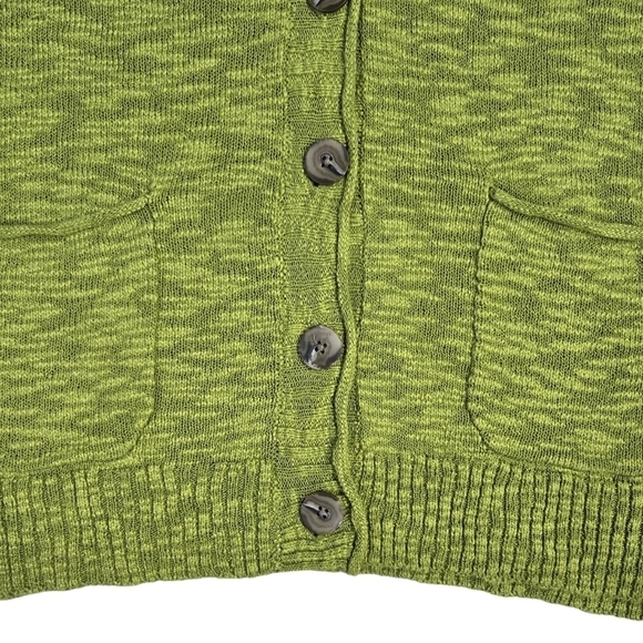 J. Jill Green Apple V-Neck Button-Up Cardigan Drop Shoulders Textured Slouchy - Picture 5 of 9